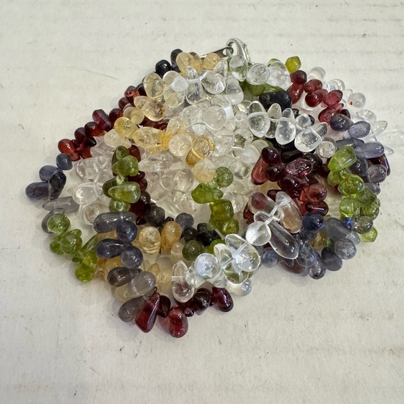 Natural Multi Gemstone Tear Drops Briolette Beaded Necklace 6-10 MM 38 Inch - Picture 6 of 16